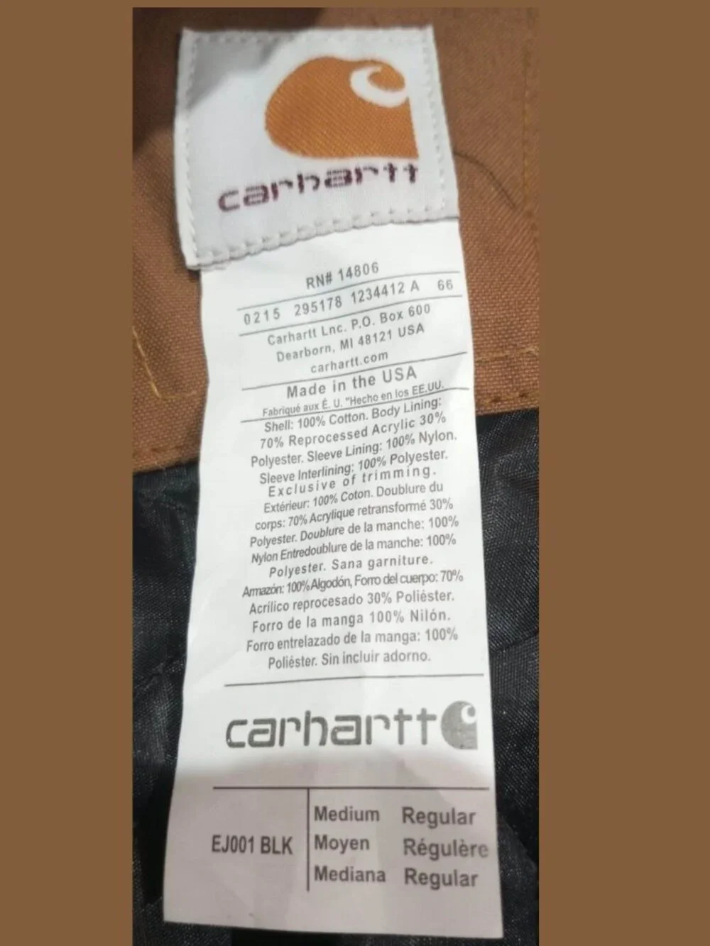 Carhartt Hooded Jacket Color Brown Mustard